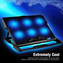 

Notebook Radiator Powerful Six Fan Computer Cooler LCD Screen Two USB Ports Laptop Cooling Pad Stand for Laptops Below 15.6 inch