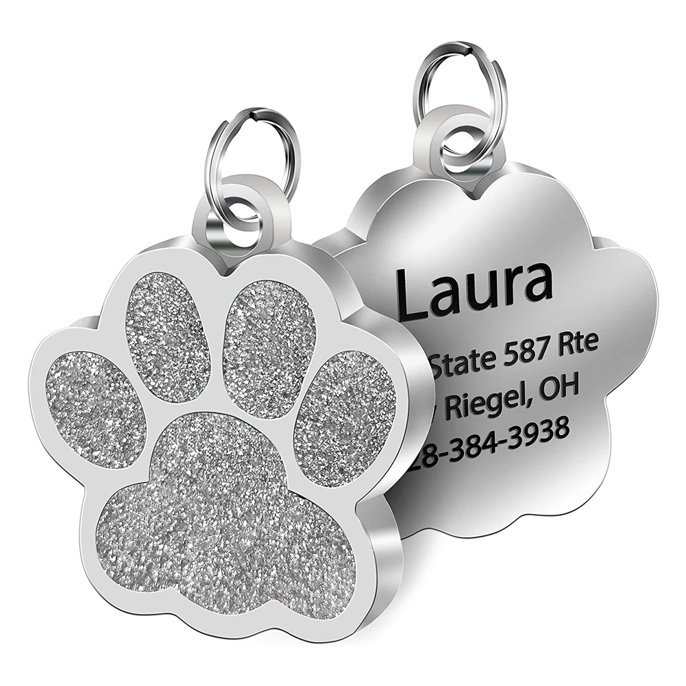 Personalized Engraving Pet Cat Name Tags Customized Dog ID Tag Collar Accessories Nameplate Anti-lost Pendant Metal Keyring