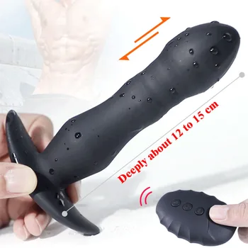 Anal Vibrator Telescopic Dildo Vibrators Male Prostate Massager Wireless Remote Control Butt Plug Vibrator Anal Sex Toys For Men 1