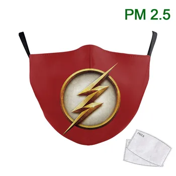 

Adult Mouth Face Mask Reusable PM2.5 Protective Dust Filter Printed Superhero The Flash Washable Fabric Earloop Mouth Muffle