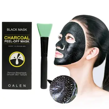 

Black Charcoal Mask With Brush Peel-off Mask Deep Cleansing Remove Blackhead Acne Scar Anti Wrinkles Mask Face Skin Care