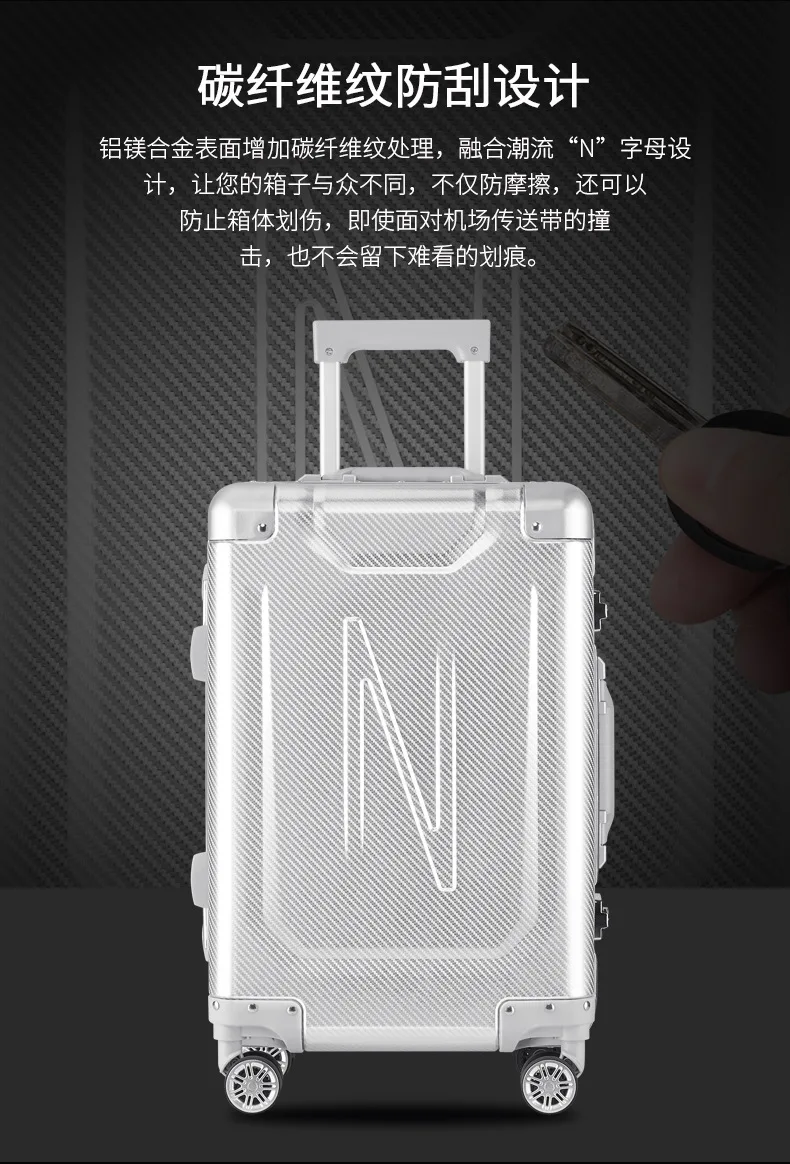 2" дюймовый Алюминиевый Чемодан TAS LOCK spinner бизнес-тележка для багажа Сумка на колесах
