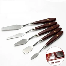 5 шт. Смешанная нержавеющая сталь скребок для палитры комплект Ножи-шпатели для художественная картина маслом инструмент нож для рисования лезвие