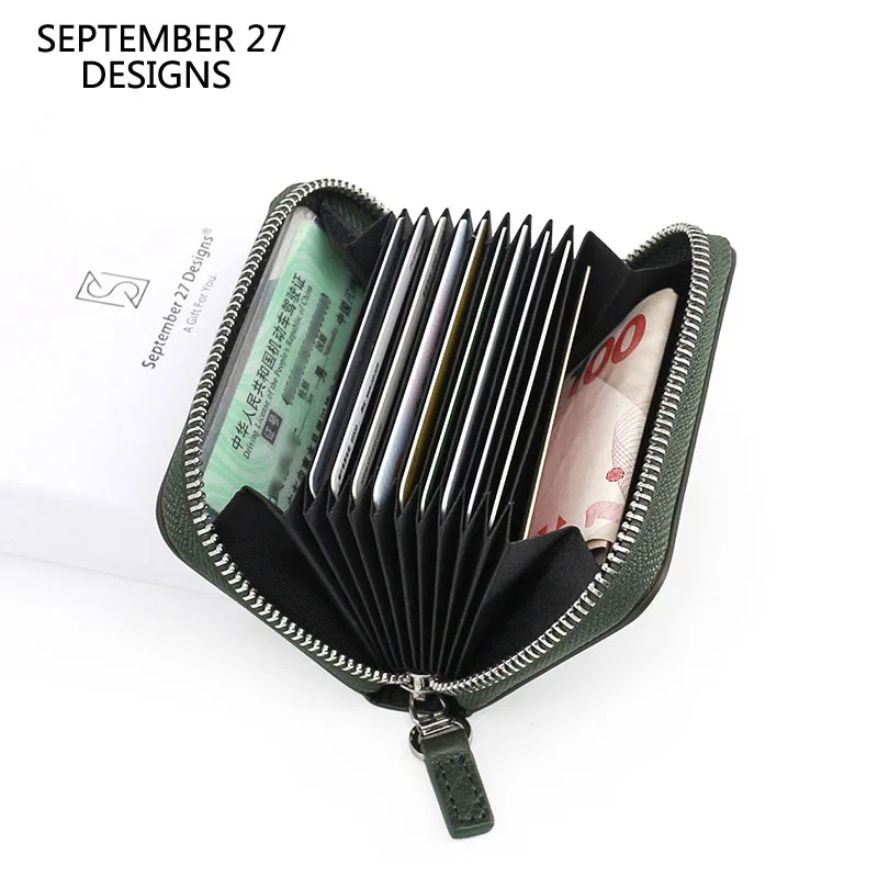 

New Credit Card Wallets First Layer Cowhide Leather Bank Card Holders Card Slot Mini Coin Pouch Fashion Small Purses Change Bag
