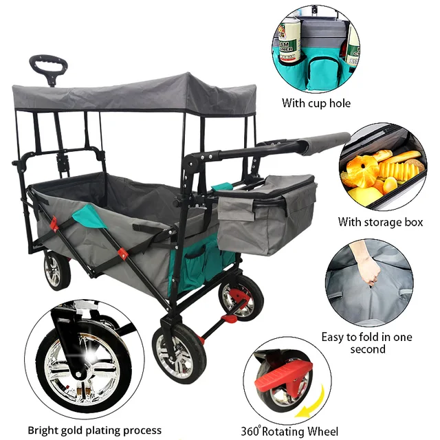 Hordozható Kerti Kocsik Szabadidő Kemping Kocsi Tengerparti Összecsukható Kerekekkel Kültéri Bevásárlókocsik Horgászkocsi - Image 4