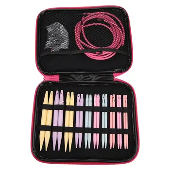 

10 Pairs ABS Plastic Change Head Circular Knitting Needle Ring Set with Storage Bag DIY Sweater Scarf Household Accessory