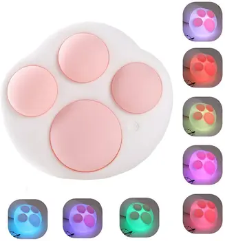 

Usb Charging Colorful Cat Paw Lamps Portable Magnetic Bedroom Bedside Decorative Lamp Room Bedside Atmosphere Touch Night Light
