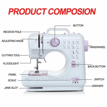 

Versatile Sewing Machine Foot Pedal Adjustable Speed For Kids Beginners Electric Household Crafting Mending Overlock 12 Stitches