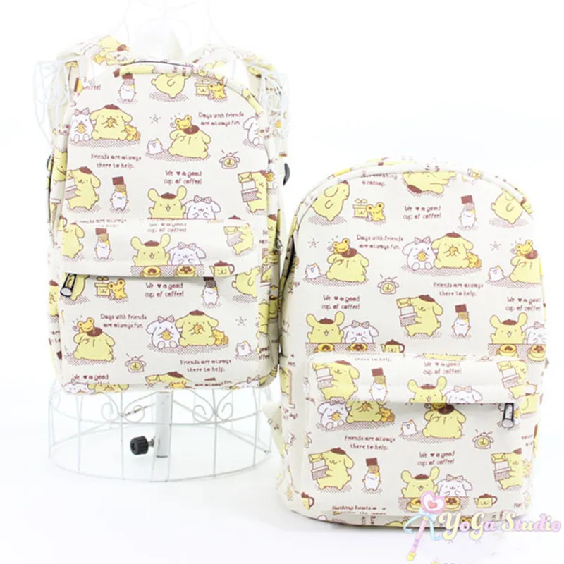 

Japanese cartoon cute pompompurin canvas backpack school bag travel bag students children girls birthday gifts 39*35*16cm
