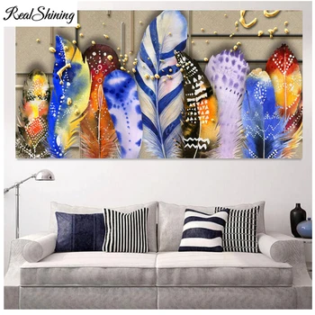 

5D round square diamond embroidery color feather pattern Diy full sets diamond painting mosaic rhinestones large decor F225