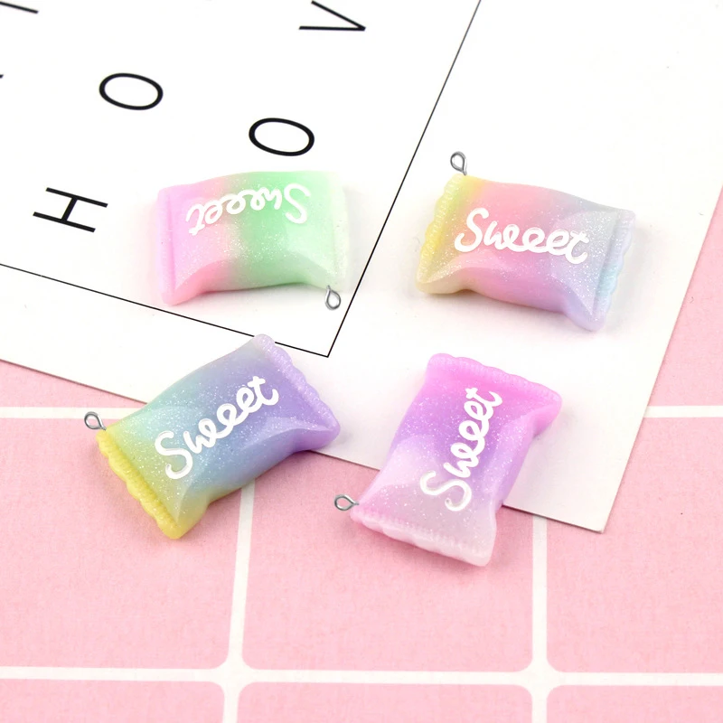 

10pcs 16*25mm DIY resin sweet candy charms kawaii cabochon ornament craft pendants decoration fashion jewelry making material