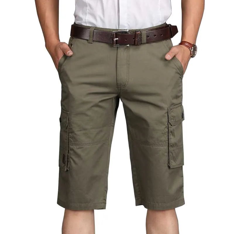 Модные летние шорты Карго, хлопковые мужские повседневные Прямые Свободные мешковатые пляжные шорты, Мужская одежда, короткие штаны