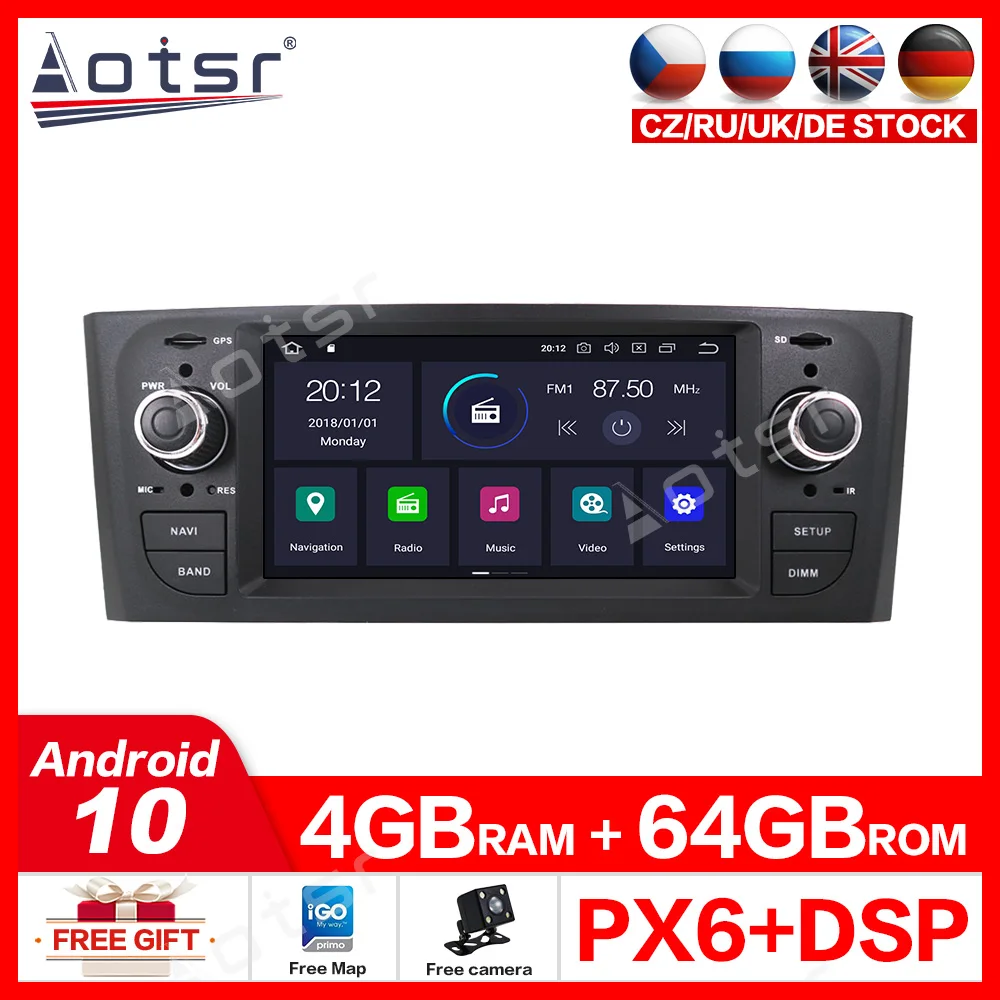 Автомобильный DVD плеер на Android 10 0 головное устройство с GPS навигацией для Fiat Grande