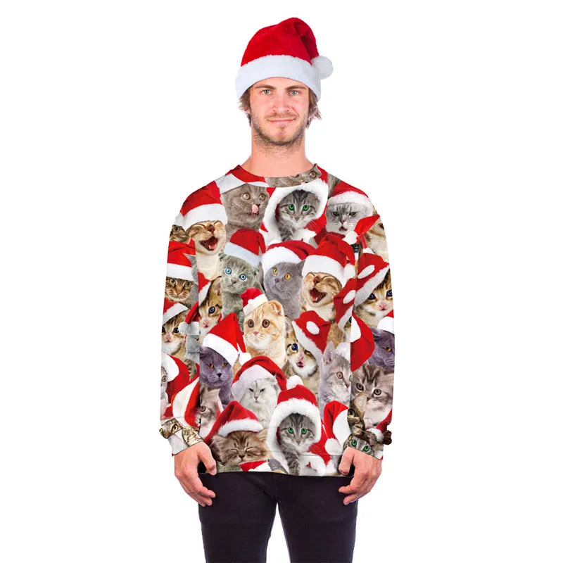 Уродливый Рождественский свитер с 3D-принтом, Забавный Рождественский ...