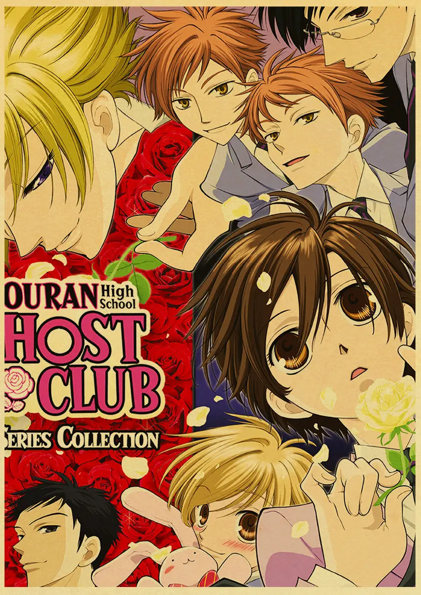 Vintage Japanese Anime Ouran High School Host Club Retro Poster Wall Art Stickers For Home Room Cafe Bar painting Decals