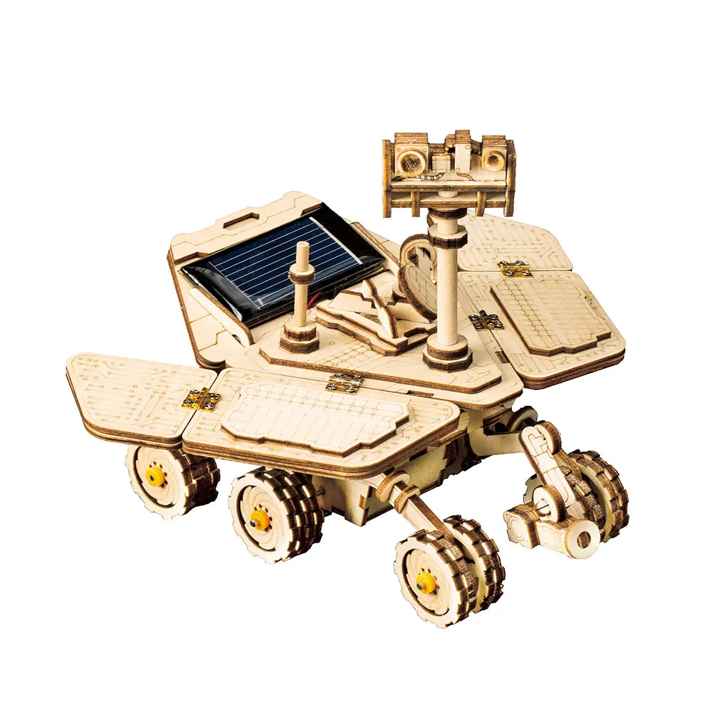 Robotime ROKR DIY Деревянные блоки с солнечной энергией игрушки Модель Строительный