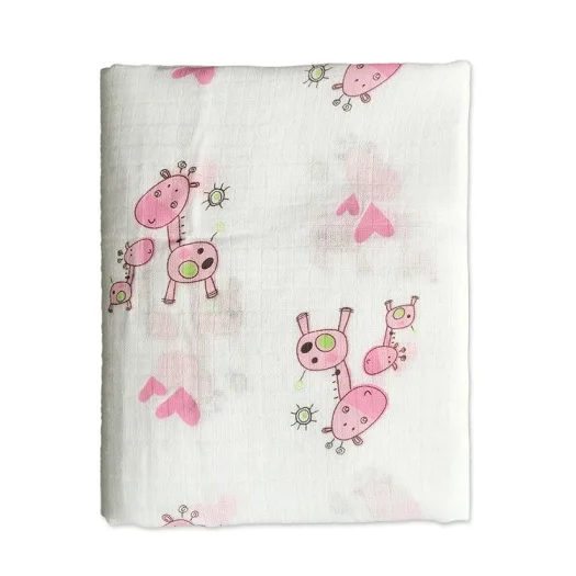 Pink Deer Бамбуковое хлопковое муслиновое Пеленальное Одеяло для новорожденных 120x120 см, милое мягкое детское банное полотенце с животными, банное полотенце - Цвет: Pink Deer