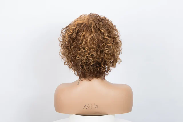 Sleek Curl Human Hair Wigs For Women Short Bob Wig With Bangs Pixie Cut Wig Jerry Curl Short Wigs Ombre Colored Short Curl Wigs DX3147