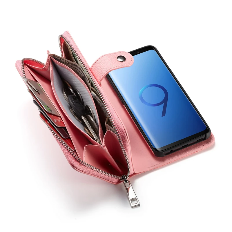 Роскошный кожаный чехол-кошелек на молнии для samsung Galaxy S7 edge S9 S8 S10 Plus S10e Note 8 9 10 10 Pro Магнитный чехол для телефона