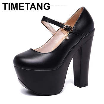 

TIMETANGRound Toe 15 CM Red Gold High Heels Platform Shoes Women's Large Size Pumps Fashion Dance Shoes HeelsBlock Bride wedding