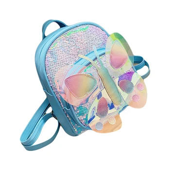 

Fashion Children School Bag Lightweight Sparkle Butterfly Sequin Backpack Toddler Kids Waterproof Travel Daypack