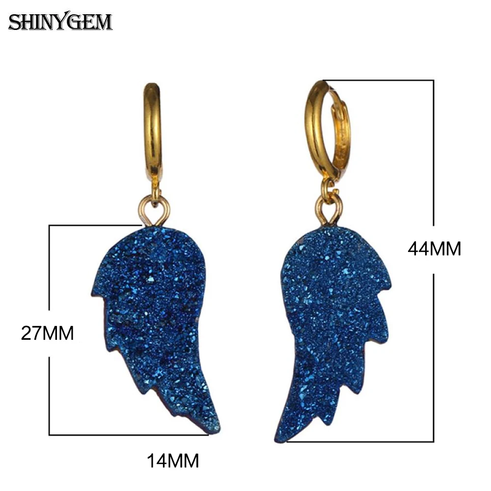 ShinyGem классические ангельские крылья из перьев натуральный кристалл серьги с