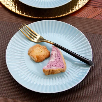 

Tableware Ceramic Dinner Plate Set Dish 8Inch Porcelain Cute Dessert Plate Dinnerware Sky Blue Lace Fruit Western Steak Plate