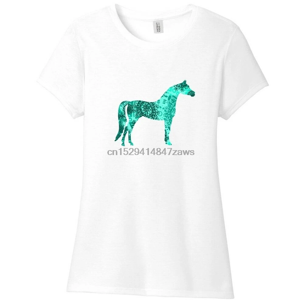 Custom Pattern Horse Silhouette Womens Fitted T-Shirt - Animals Farm Life Shirt |