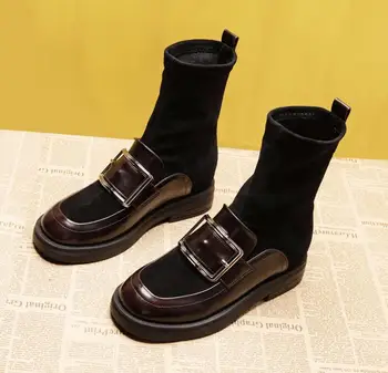 

Socks boots women's net red 2019 new wild autumn and winter increased elastic Martin boots