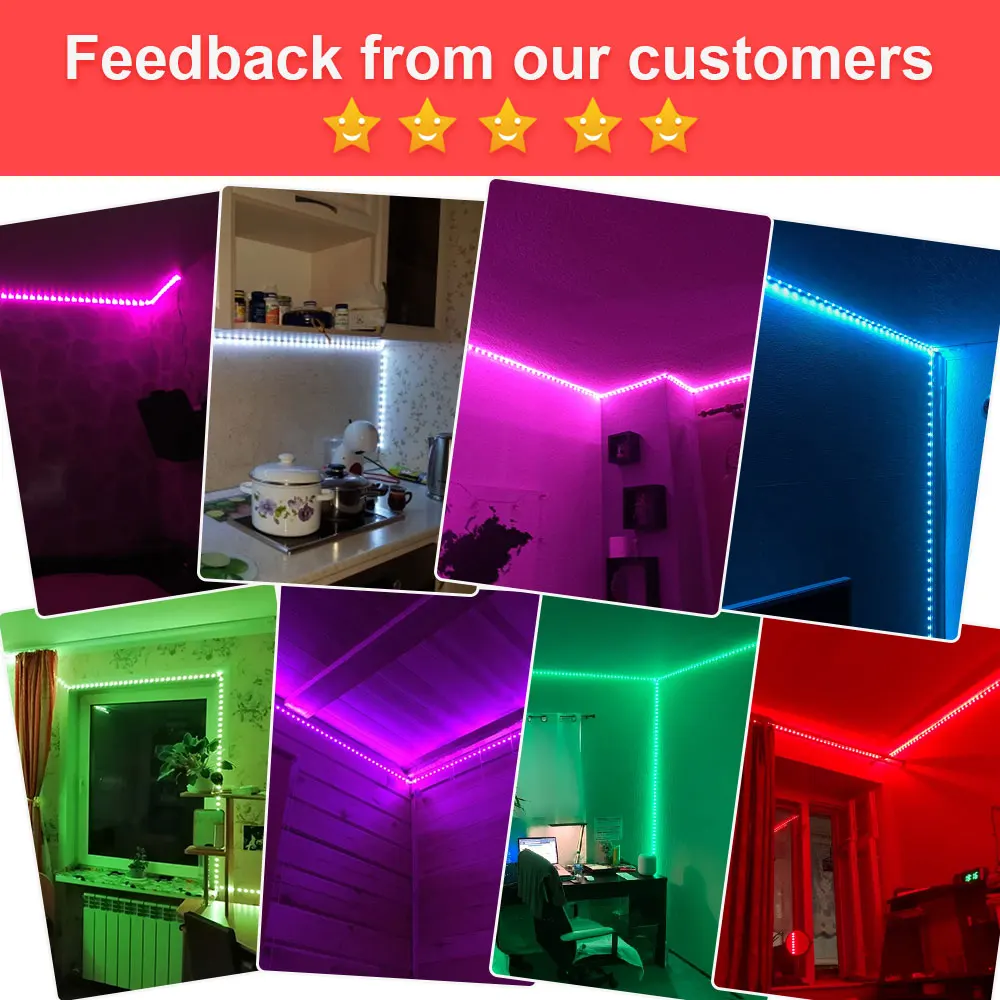 LED Strip Light 12V 18LEDS/M, RGB 5050 Lights,  Music Sync Color Changing, Built-in Mic, App Controlled LED Lights Rope Lights - 2
