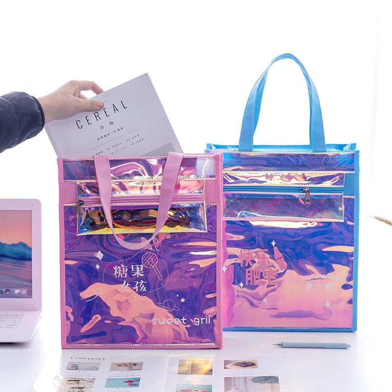 

Korean-style Laser Transparent GIRL'S bu xi dai Students Carry Bag Carry Bag Children Cute mei shu dai Makeup Missed Lessons Bag