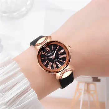 

Women Girls Fashion Quartz Watch with PU Leather Band Roman Numerals Dress Watch MU8669