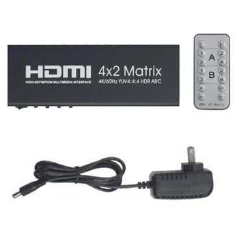 

HDMI2.0 Matrix Switch Ultra Clear 4 in 2 Out HDMI 4K60Hz YUV4: 4: 4HDRAR Converter Sn Switcher Remote US Plug