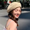Summer Weave Beret Female Straw Hats For Women Spring Autumn Flat Sun Hat Breathable Casual Holiday Artist Beach Cap Chapeau 1