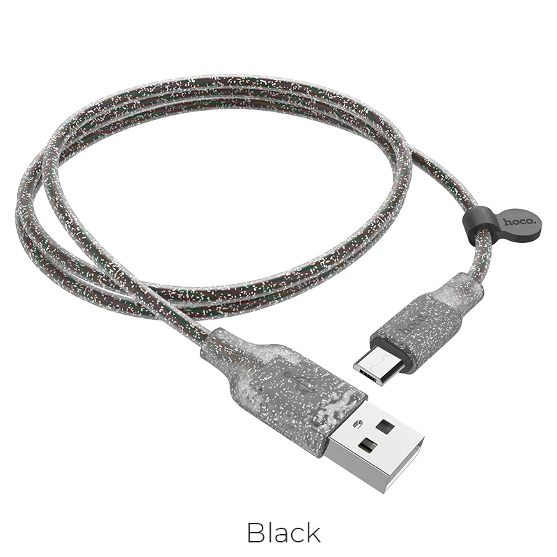 HOCO U73 Micro USB кабель передачи данных для быстрой зарядки цветной Micro USB быстрое зарядное устройство кабель для XiaoMi huawei MicroUSB - Цвет: black