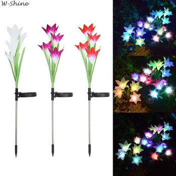 

3Pcs Lily Flower Solar Light Colorful LED Decorative Outdoor Lawn Lamp Home Garden IP65 Waterproof Fake Flower Night Light