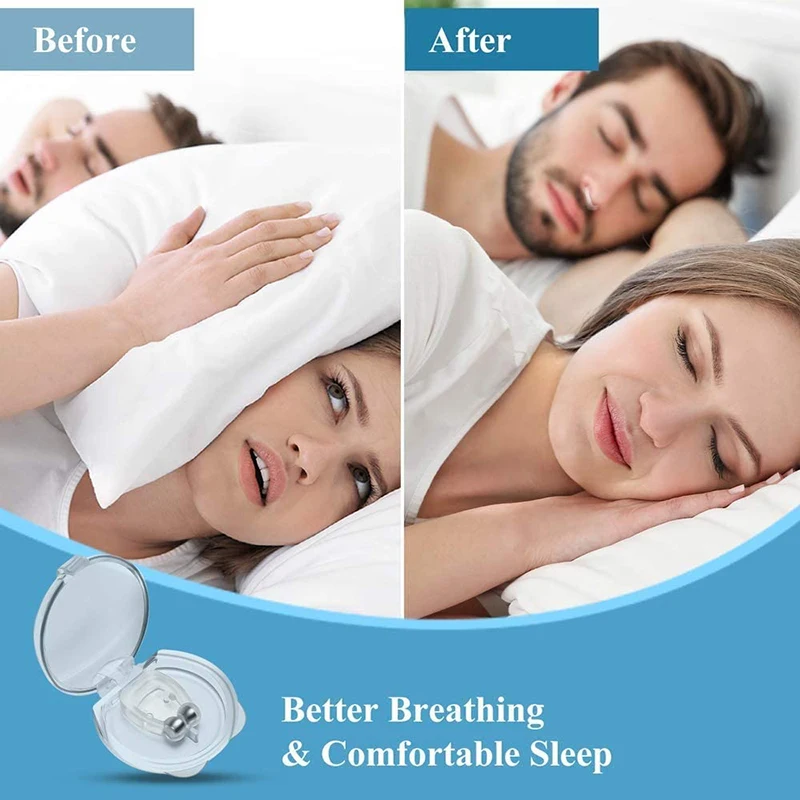 Silicone Magnetic Anti Snore Stop Snoring Nose Clip Sleep Tray Sleeping Aid Apnea Guard Night Device with Case for Quit Sleeping