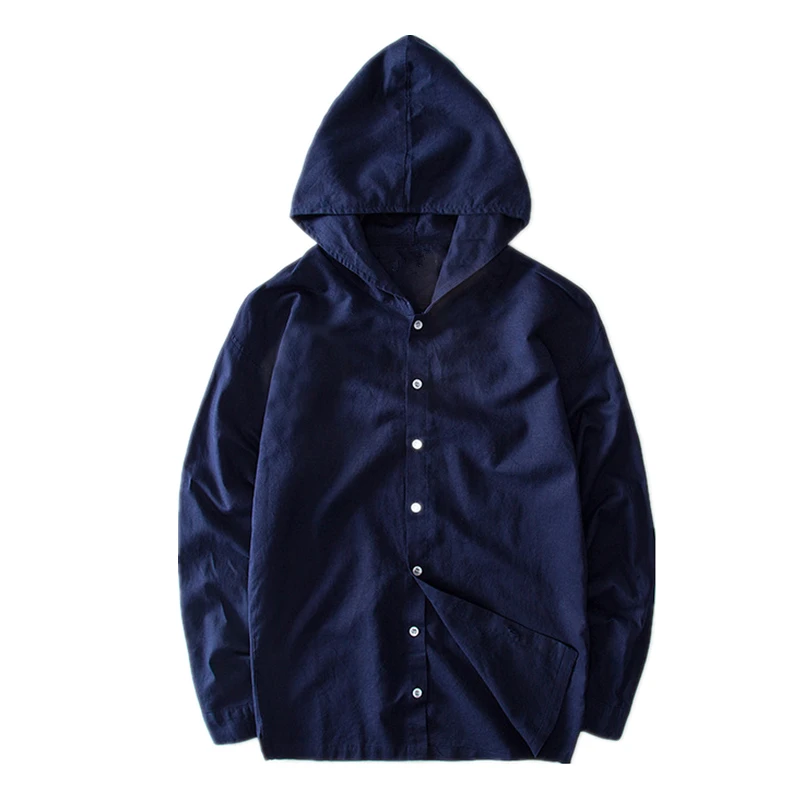 ICPANS/повседневные рубашки с длинными рукавами из хлопка и льна; Chemise Homme; рубашки с капюшоном для мужчин; сезон осень-весна 2019; большие