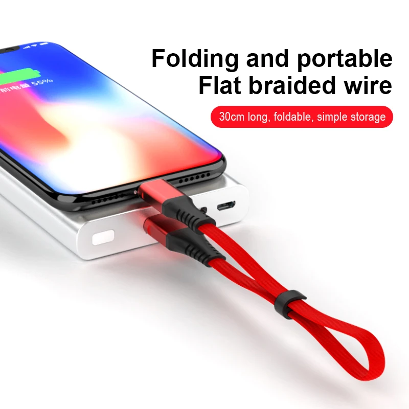 

0.3M 2.4A Fast Charging Data Cable For iPhone XS MAX XR 8 7 6S Plus 5S Micro USB Type-C Line For SAMSUNG S10+ XIAOMI Power Bank