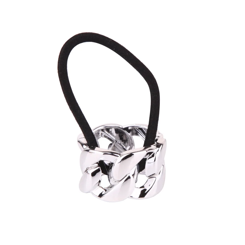 silver hair clips 2021 Women Hair Accessories Elastic Hair Band Buckle Scrunchy Punk Ponytail Holder Plastic Elegant Geometric Gum For Hair Rings white hair clips Hair Accessories