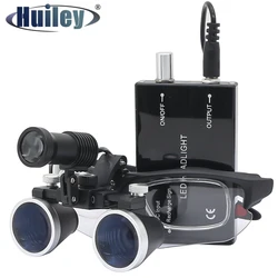Loupes binoculaires dentaires 3.5X/2.5X avec lampe frontale 5W batterie li on, montures de lunettes, loupe optique 320 420mm 