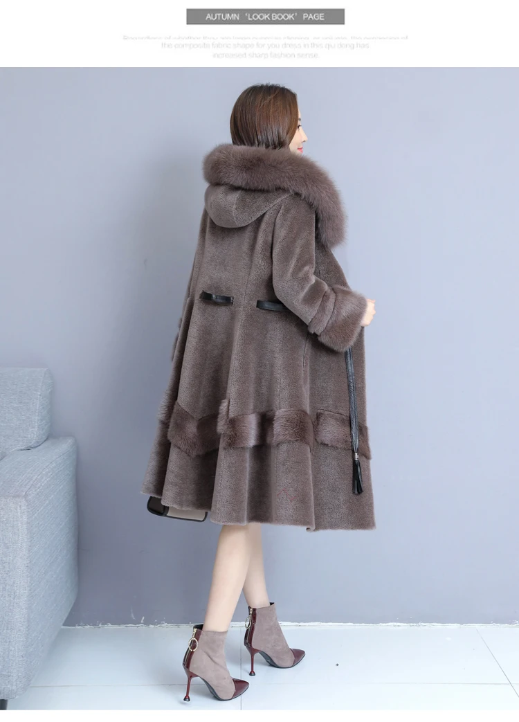 Winter Women Wool Luxury Jackets Fur Collar Outerwear Thick Warm Faux Fur Overcoat Vintage Tassel Elegant Ladies Coat YL476