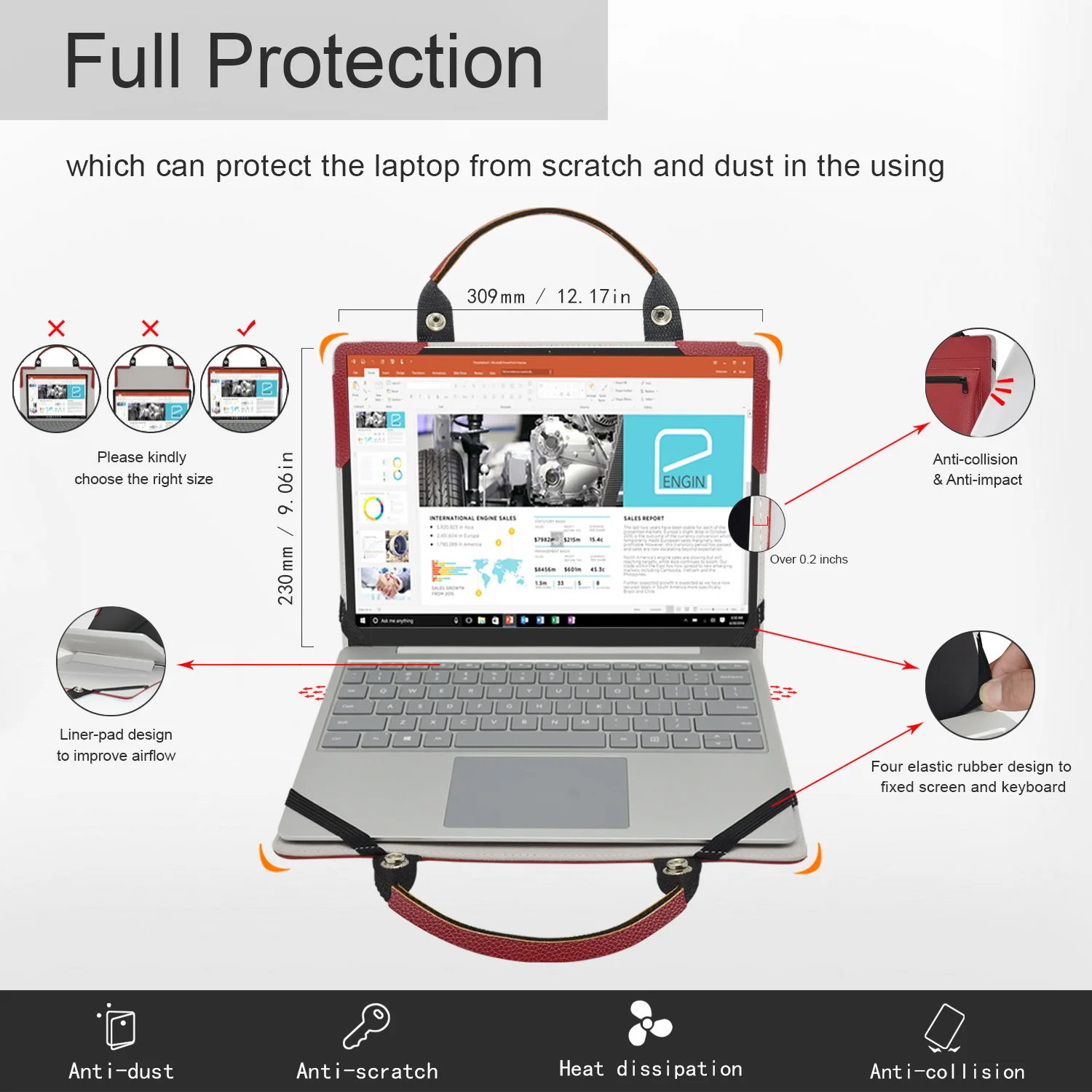 Capa Protetora Mais Bolsa Portátil para 13.3 hp Elitebook 830 g5 g6 hp Elitebook 735 g5 g6 & hp Probook 430 g6 g7 Portátil em - Imagem 6