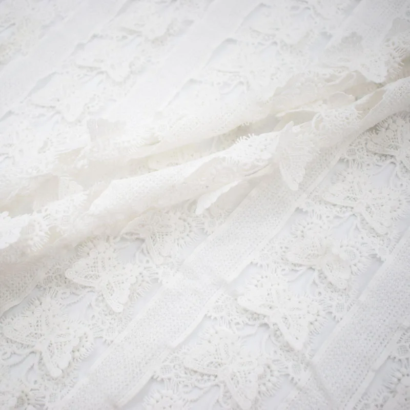 Вышитая бабочкой Водорастворимая кружевная ткань для платья bazin riche getzner tissu tissus au metre telas por metro tecido