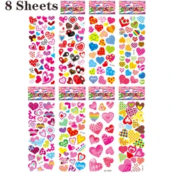 3D Puffy Cartoon Stickers for Kids - Educational Gifts for Toddlers and Children (8 sheets heart)