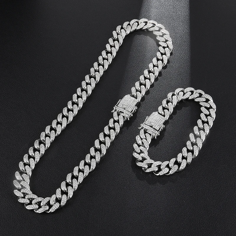Cuban Link Chain Necklace Bracelet 