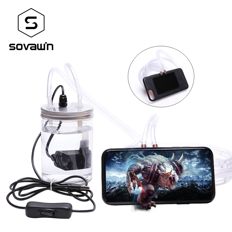 

Sovawin Pubg Controller Gamepad Water Cooling Copper Radiator Circulating Cooler Case with Water Pump for iphone 6 7 8 x xs max