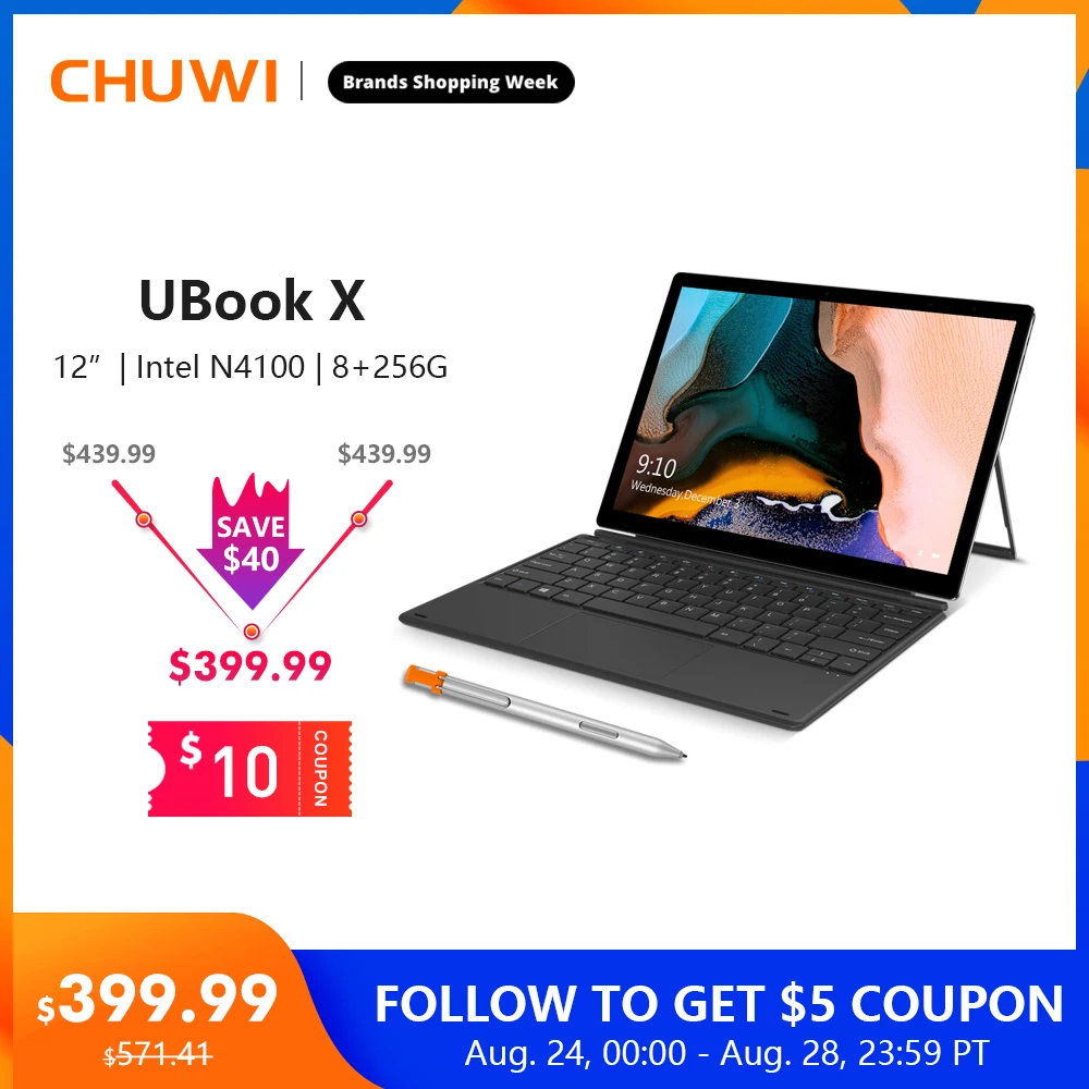 CHUWI UBook X 12" 2160*1440 Resolution Windows Tablet PC Intel N4100 Quad Core 8GB RAM 256GB SSD Tablets 2.4G/5G Wifi BT 5.0|Tablets| - AliExpress