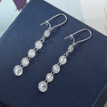 

2020 New Long Zirconia Tassel Dangle Earrings for Women Shiny CZ Stone Drop Earing Fashion Bridal Wedding Jewelry Gifts