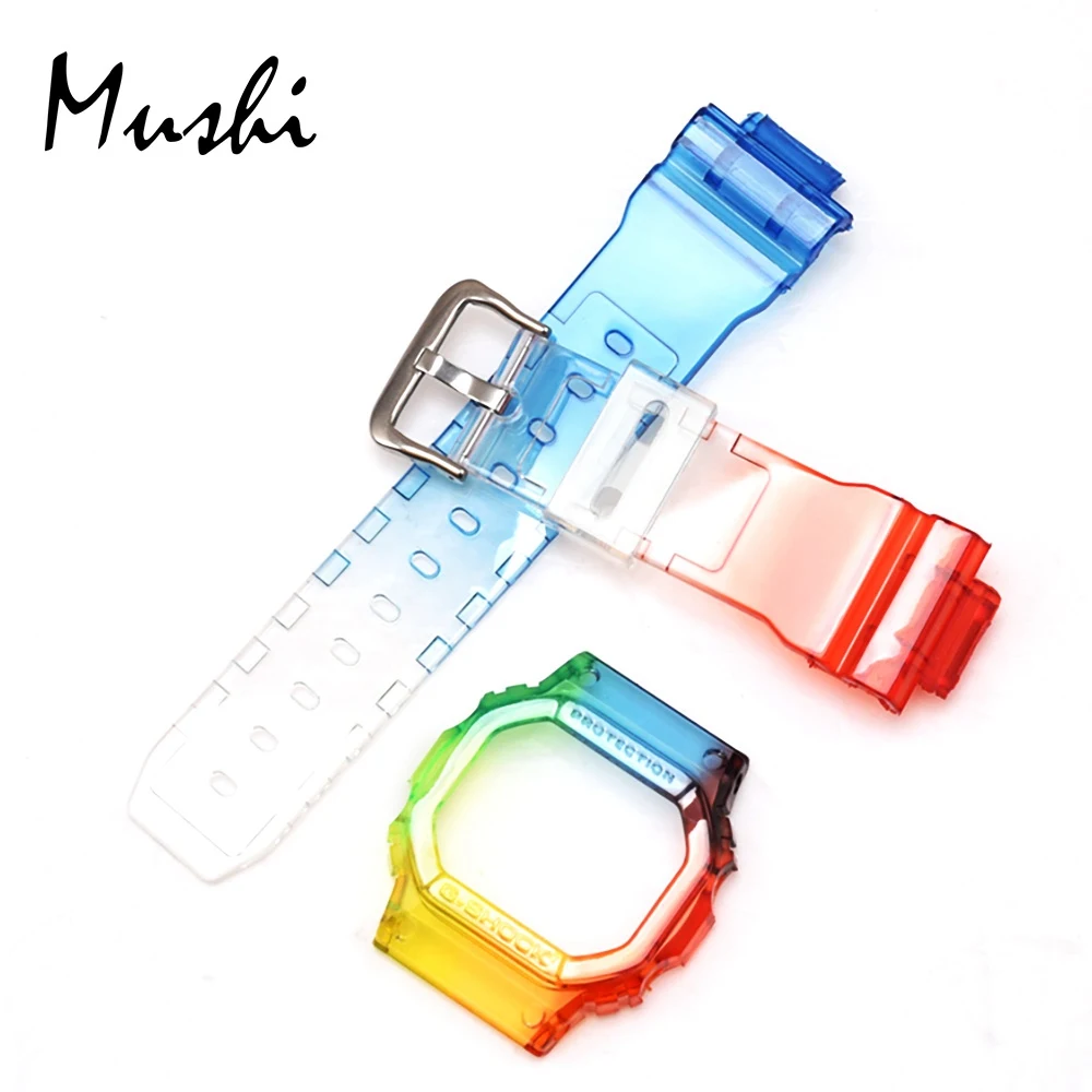 suit D Часы Ms ремень для объектива с оптическими зумом Casio GW-M5610 G-5600E GW-S5600 прозрачный Для мужчин пряжкой Смотреть полоса чехол+ инструмент - Цвет ремешка: suit D